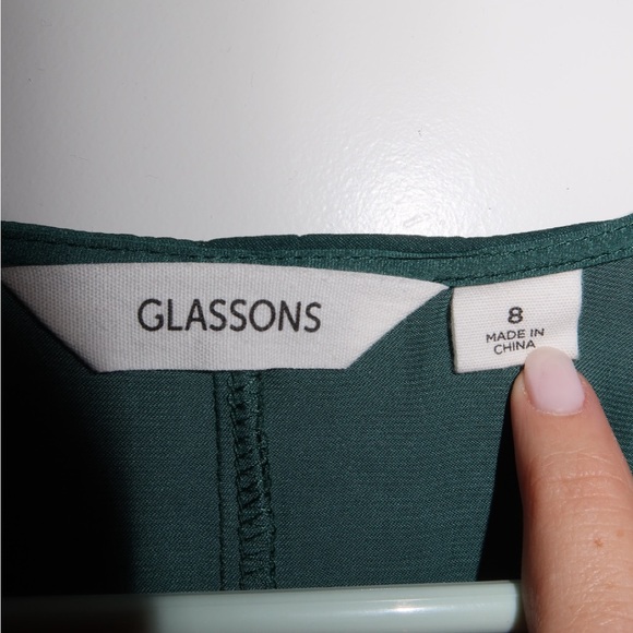 Glassons green silk long sleeve top - Picture 3 of 3